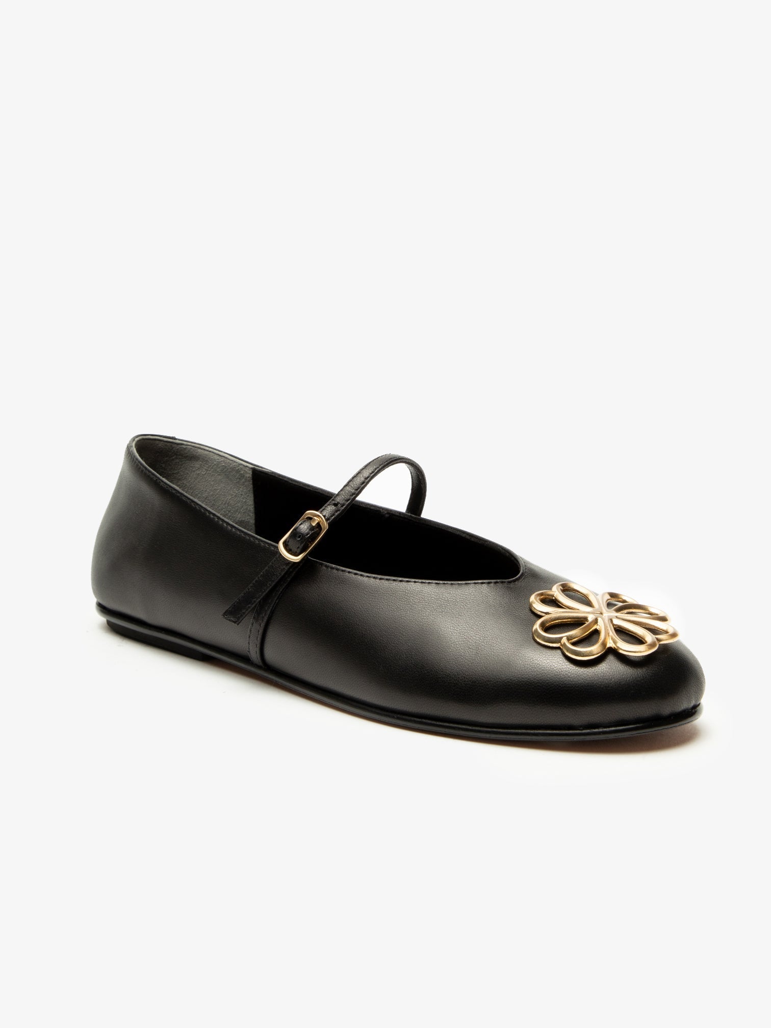 MARIL Black Leather Mary Jane Flat | CLERAE – Clerae
