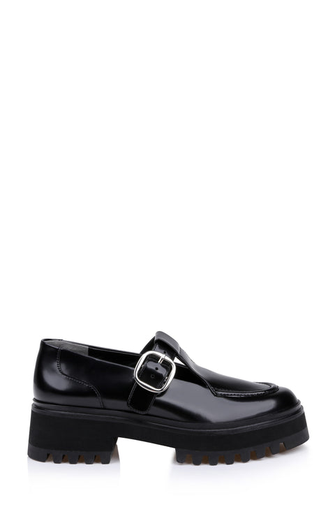 Clerae Matcha women's shoe in black leather, product view 3